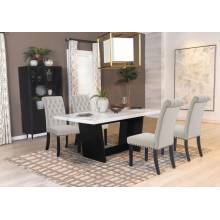 115511-S5S Osborne 5-Piece Rectangular Marble Top Dining Set Sand And White