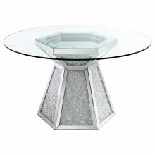 115561 Quinn Hexagon Pedestal Glass Top Dining Table Mirror