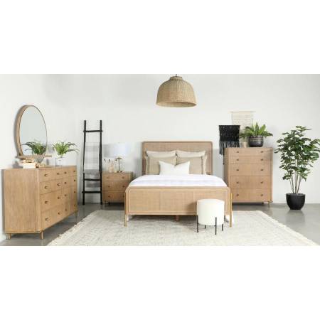 224300KE-S5 Arini 5-Piece Upholstered Eastern King Bedroom Set Sand Wash