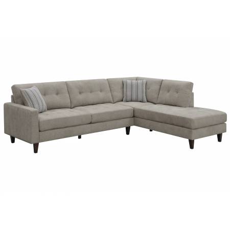 509796 Barton Upholstered Tufted Sectional Toast And Brown