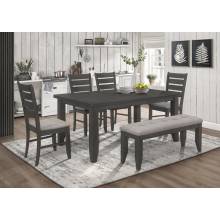 102721GRY-S6 6PC SETS DINING TABLE + 4 SIDE CHAIRS + BENCH