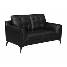 511132 Moira Upholstered Tufted Loveseat With Track Arms Black