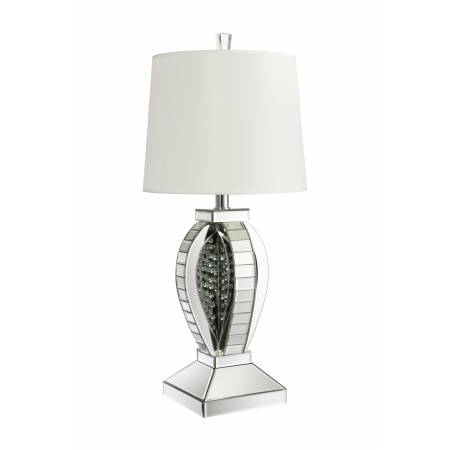 923287 Table Lamp With Drum Shade White And Mirror