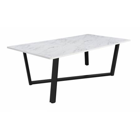 193781 Mayer Rectangular Dining Table Faux White Marble And Gunmetal