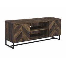 736052 2-Door TV Console With Adjustable Shelves Rustic Oak Herringbone