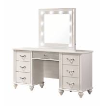 205897 Barzini 7-Drawer Vanity Desk With Lighted Mirror White