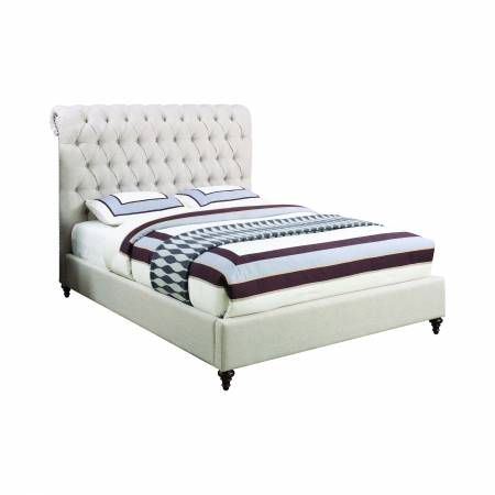 300525KW Devon Button Tufted Upholstered California King Bed Beige