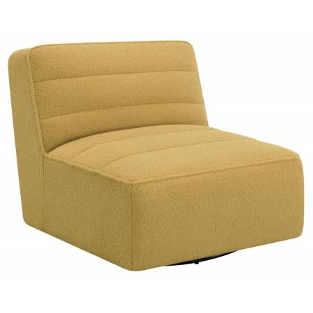905724 Upholstered Swivel Armless Chair Mustard