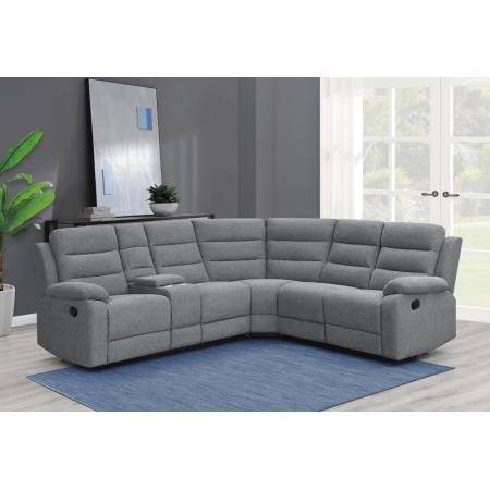 609620 David 3-piece Upholstered Motion Sectional with Pillow Arms Smoke