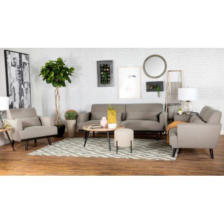511121-S3 Blake 3-piece Upholstered Living Room Set with Track Arms Sharkskin and Dark Brown