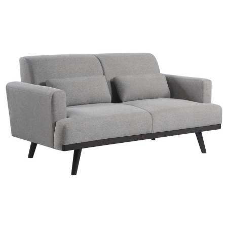 511122 Blake Upholstered Loveseat with Track Arms Sharkskin and Dark Brown