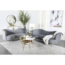 506864-S2 Sophia 2-piece Upholstered Living Room Set with Camel Back Grey and Gold