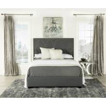315900KE Bowfield Upholstered Bed with Nailhead Trim Charcoal