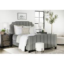 306029KE Fiona Upholstered Panel Bed Light Grey