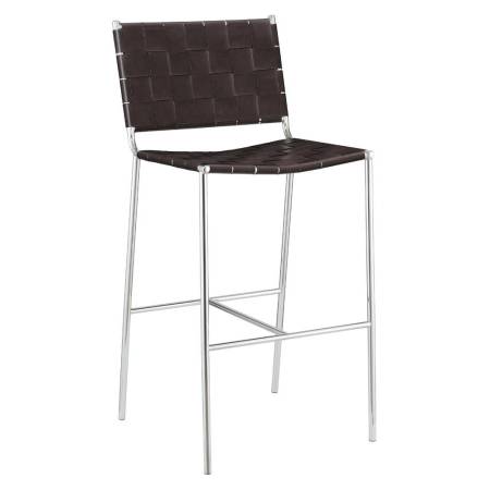 183584 Upholstered Bar Stool with Open Back Brown and Chrome
