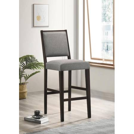 183472 Upholstered Open Back Bar Stools with Footrest Grey and Espresso