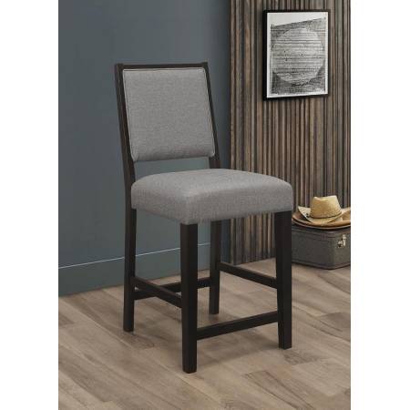 183471 Upholstered Open Back Counter Height Stools with Footrest Grey and Espresso