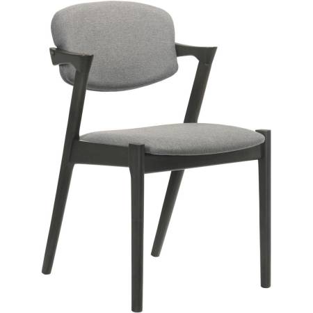 115112 Stevie Upholstered Side Chairs with Demi Arm Brown Grey and Black