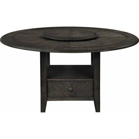 115101 Twyla Round Dining Table with Removable Lazy Susan Dark Cocoa
