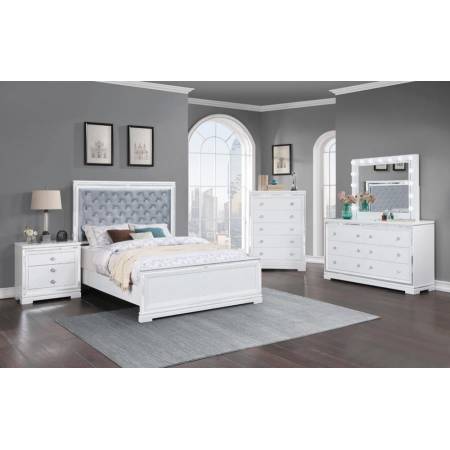 223561Q-S4 4PC SETS Eleanor Upholstered Tufted Queen Bed White