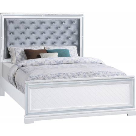 223561Q Eleanor Upholstered Tufted Queen Bed White