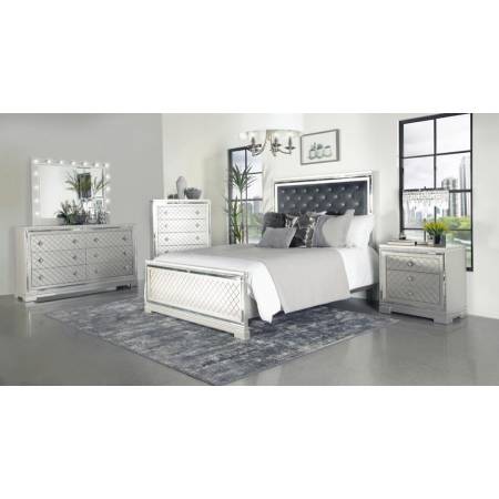 223461Q-S4 4PC SETS Eleanor Upholstered Tufted Queen Bed Metallic