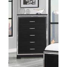 223365 Eleanor Rectangular 5-drawer Chest Silver and Black