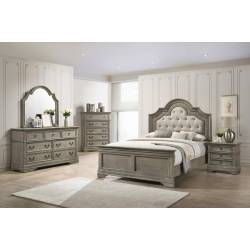 222891Q-S5 5PC SETS Manchester Queen Bed with Upholstered Arched Headboard Beige and Wheat