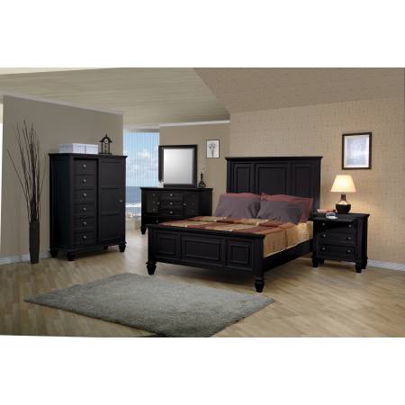 201321KW-S5 5PC SETS Sandy Beach California King Panel Bed With High Headboard Black