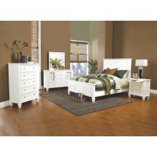 201301KW-S4 4PC SETS Sandy Beach California King Panel Bed With High Headboard White