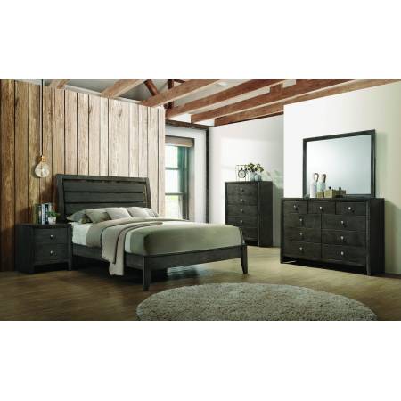 215841F-S5 5PC SETS Serenity Full Panel Bed Mod Grey