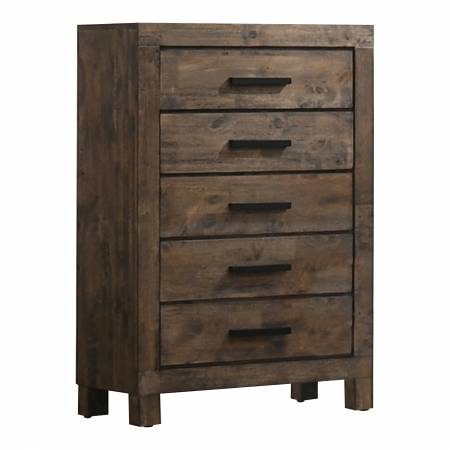222635 Woodmont 5-Drawer Chest Rustic Golden Brown