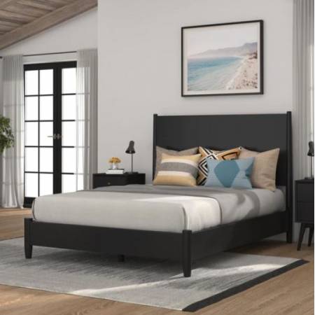 966BLK-08F Flynn Panel Bed, Black