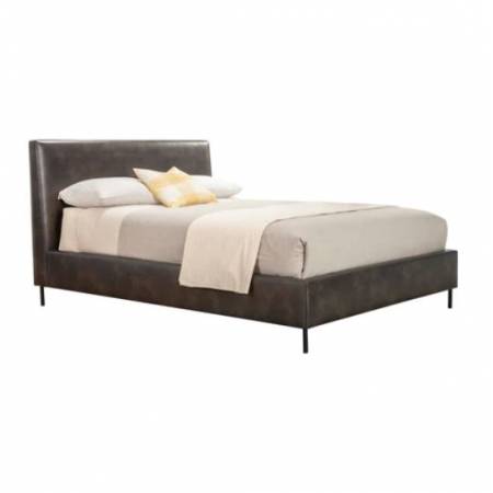 6902Q-GRY Sophia Faux Leather Platform Bed, Gray