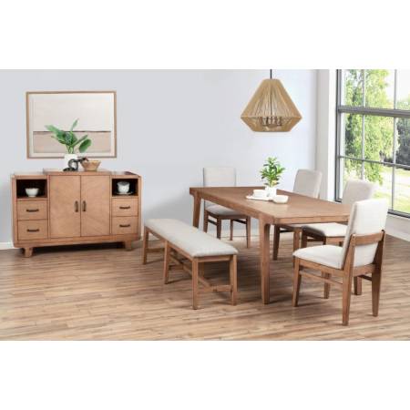 3426-01-6PC 6PC SETS Olejo Dining Table, Natural + 4 Chairs + Bench