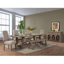 2068-01-6PC 6PC SETS Newberry Rectangular Dining Table, Weathered Natural + 4 Side Chairs + Bench
