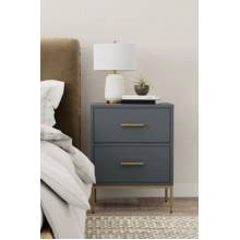 2010G-02 Madelyn Two Drawer Nightstand, Slate Gray