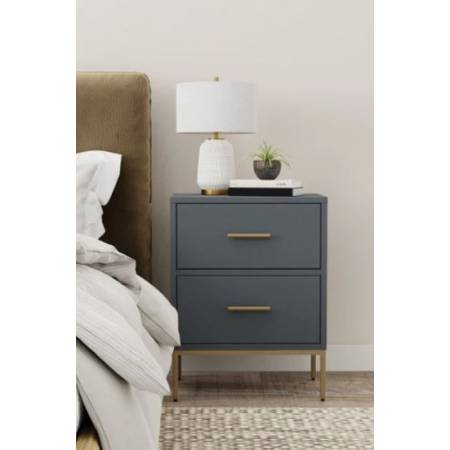 2010G-02 Madelyn Two Drawer Nightstand, Slate Gray