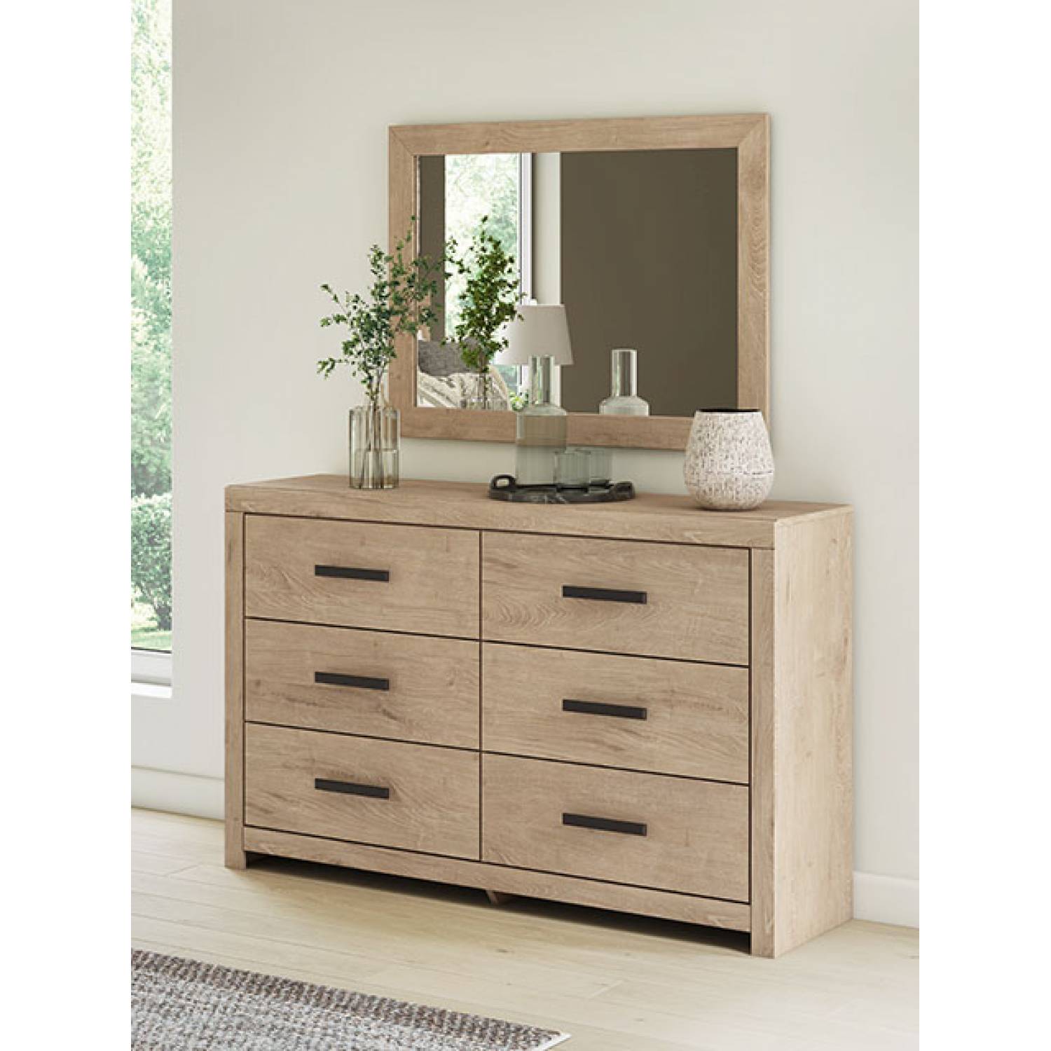 Sanginlane Dresser and Mirror - Tan Sanginlane Dresser and Mirror - Tan