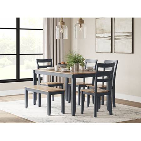 D399-325 Gesthaven Dining Table with 4 Chairs and Bench (Set of 6)