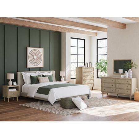 B1199-82-4PC 4PC SETS Cielden King Upholstered Bed with Roll Slats