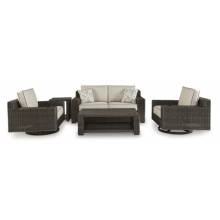 P784-835-821(2) 3PC SETS Coastline Bay Outdoor Sofa with Cushion + 2 Swivel Lounge