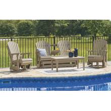 P114-835-820(2)-701 4PC SETS Hyland wave Outdoor Glider Loveseat + Coffee Table + 2 Glider Chair