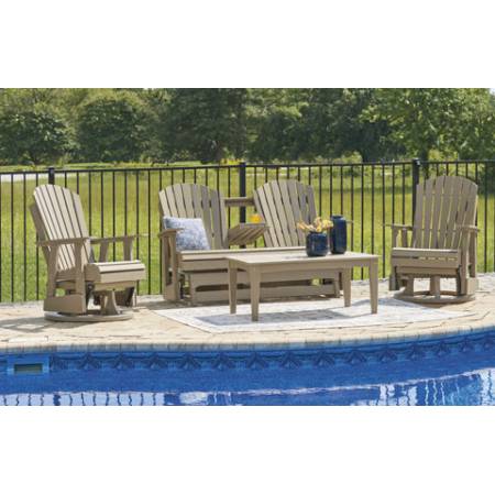 P114-835-820(2)-701 4PC SETS Hyland wave Outdoor Glider Loveseat + Coffee Table + 2 Glider Chair