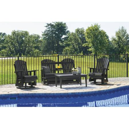 P108-835-820(2)-701 4PC SETS Hyland wave Outdoor Glider Loveseat + Coffee Table + 2 Glider Chair