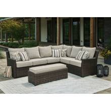 P465-822 Brook Ranch Outdoor Sofa Sectional/Bench with Cushion (Set of 3)