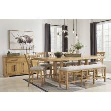 D773-32-124(6)-09 7PC SETS Havonplane Counter Height Dining Extension Table + 6 Barstools + Bench