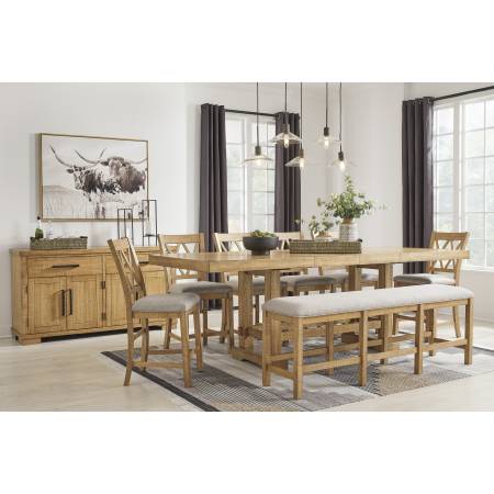 D773-32-124(6)-09 7PC SETS Havonplane Counter Height Dining Extension Table + 6 Barstools + Bench