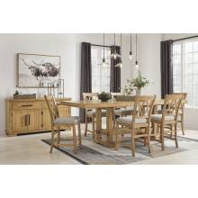 D773-32-124(6) 7PC SETS Havonplane Counter Height Dining Extension Table + 6 Barstools