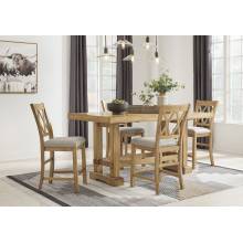 D773-32-124(4) 5PC SETS Havonplane Counter Height Dining Extension Table + 4 Barstools